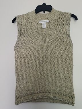 Jones New York Beige Heather Knit V-Neck Sleeveless Top